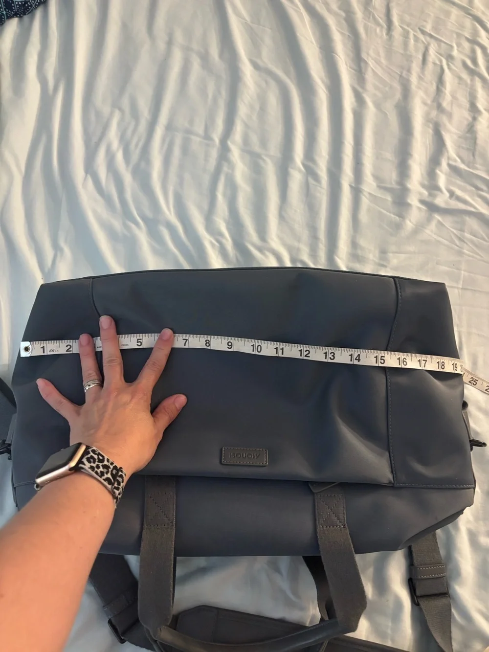 Monos Metro Duffel Bag Dove Gray Blue Weekender Carry On Vegan Leather Trolley